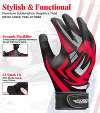 Kids Baseball Batting Gloves with Arm Sleeve (Black Tattoo)