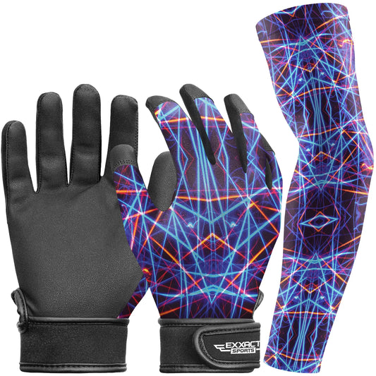 Kids Baseball Batting Gloves with Arm Sleeve (Lazer)