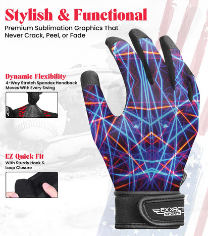 Kids Baseball Batting Gloves with Arm Sleeve (Lazer)