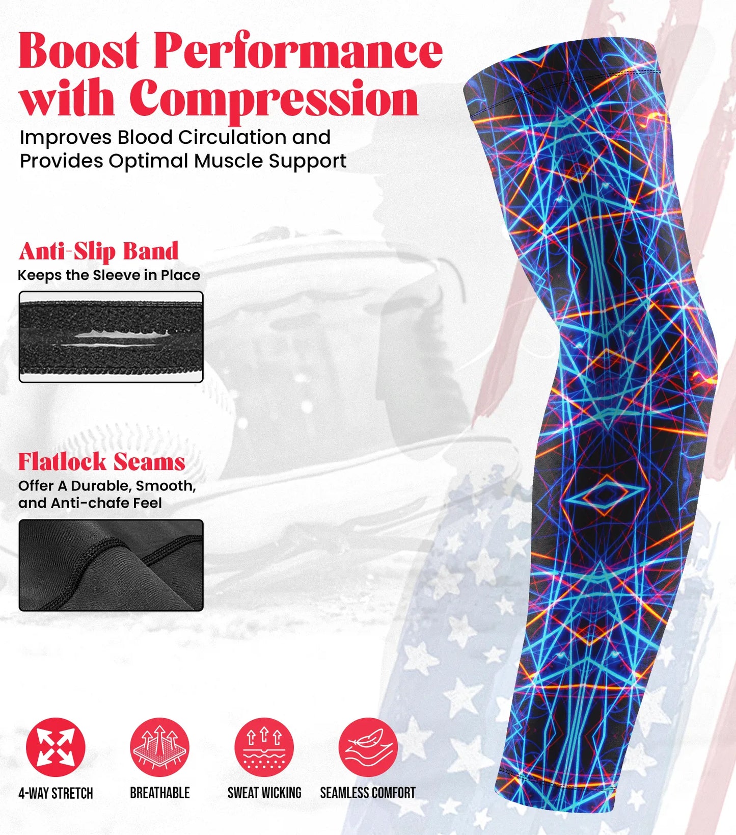 Kids Baseball Batting Gloves with Arm Sleeve (Lazer)