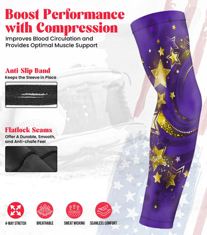 Kids Baseball Batting Gloves with Arm Sleeve (Purple & Gold Stars)