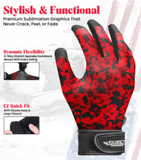 Kids Baseball Batting Gloves with Arm Sleeve (Red Camo)