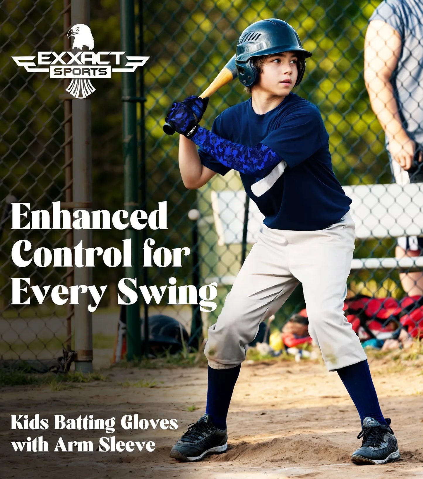 Kids Baseball Batting Gloves with Arm Sleeve (Red Camo)