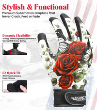 Kids Baseball Batting Gloves with Arm Sleeve (Red Rose)