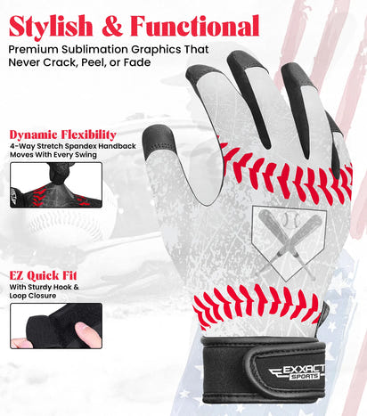 Kids Baseball Batting Gloves with Arm Sleeve (White)