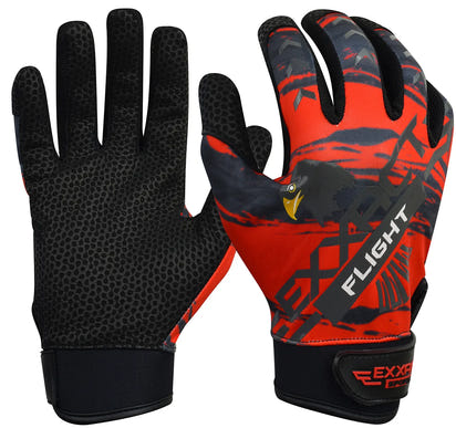 Flight Baseball Batting Gloves For Youth & Adult (Red)