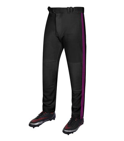 Proline Youth Full Length Baseball Pants with Stripes (Black)