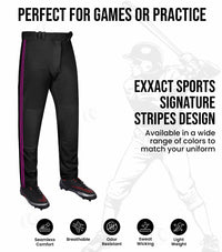 Proline Youth Full Length Baseball Pants with Stripes (Black)