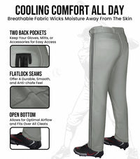 Proline Youth Full Length Baseball Pants with Stripes (Gray)