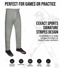 Proline Youth Full Length Baseball Pants with Stripes (Gray)
