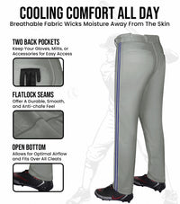 Proline Youth Full Length Baseball Pants with Stripes (Gray)