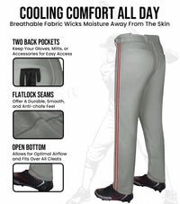 Proline Youth Full Length Baseball Pants with Stripes (Gray)