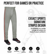 Proline Youth Full Length Baseball Pants with Stripes (Gray)
