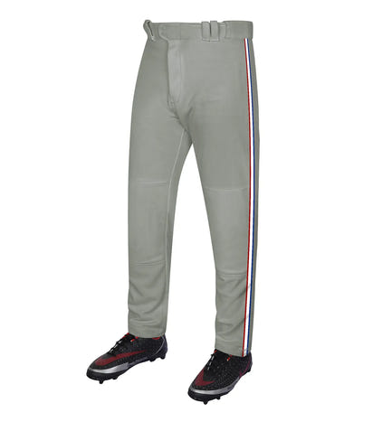 Proline Youth Full Length Baseball Pants with Stripes (Gray)