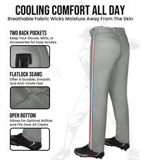 Proline Youth Full Length Baseball Pants with Stripes (Gray)