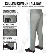 Proline Youth Full Length Baseball Pants with Stripes (Gray)