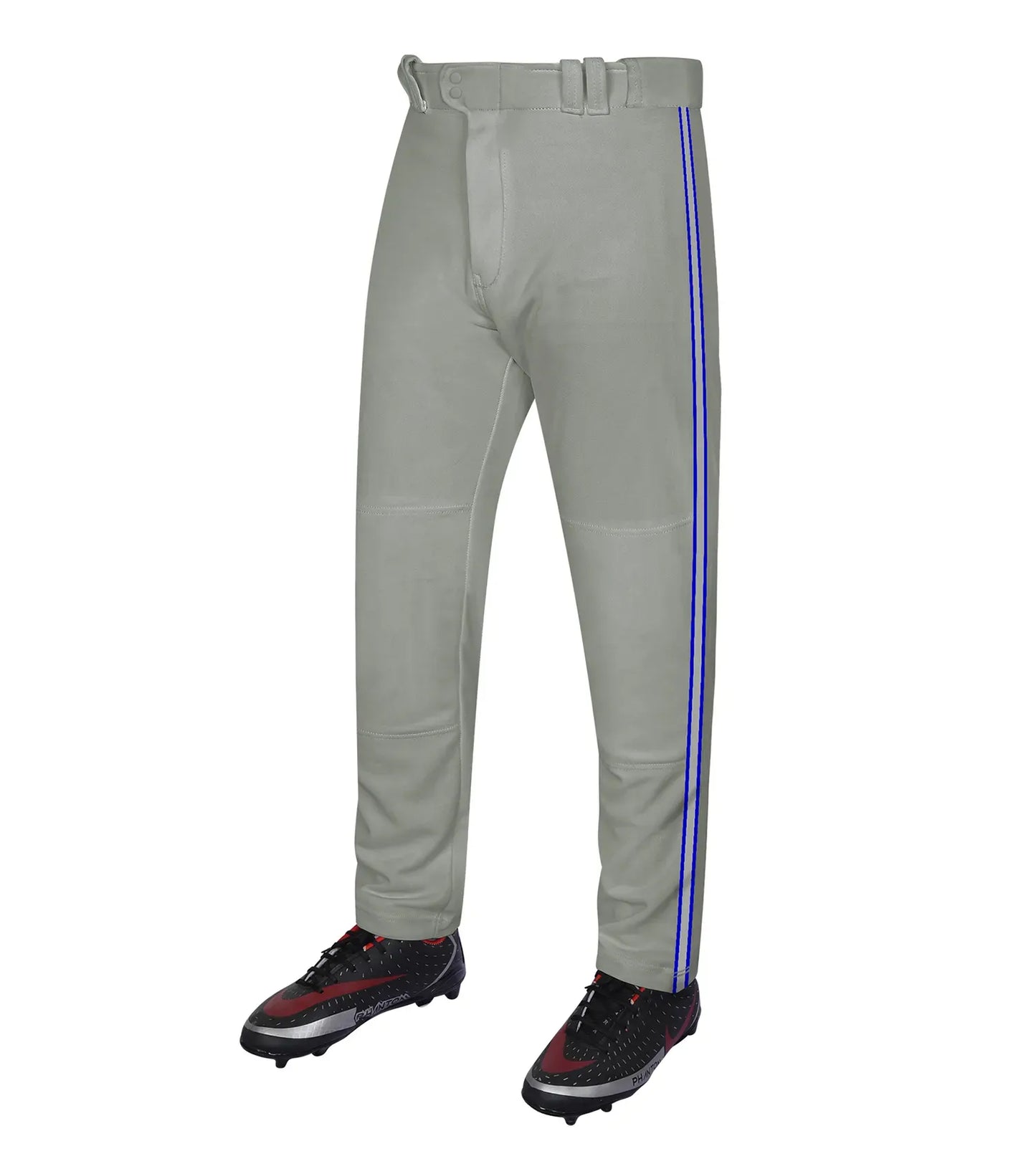 Proline Adult Full Length Baseball Pants with Stripes (Gray)