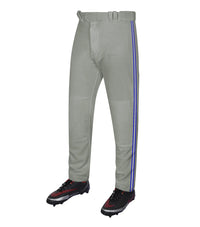 Proline Adult Full Length Baseball Pants with Stripes (Gray)