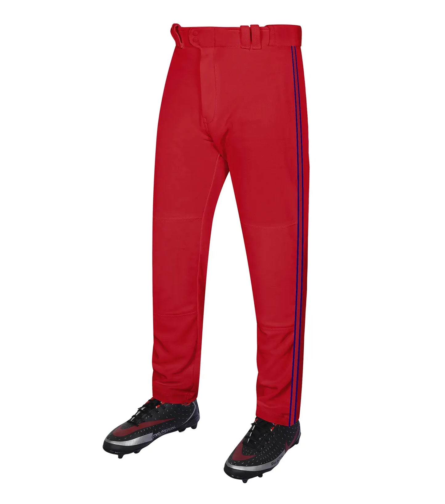 Proline Adult Full Length Baseball Pants with Stripes (Red)