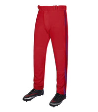 Proline Adult Full Length Baseball Pants with Stripes (Red)