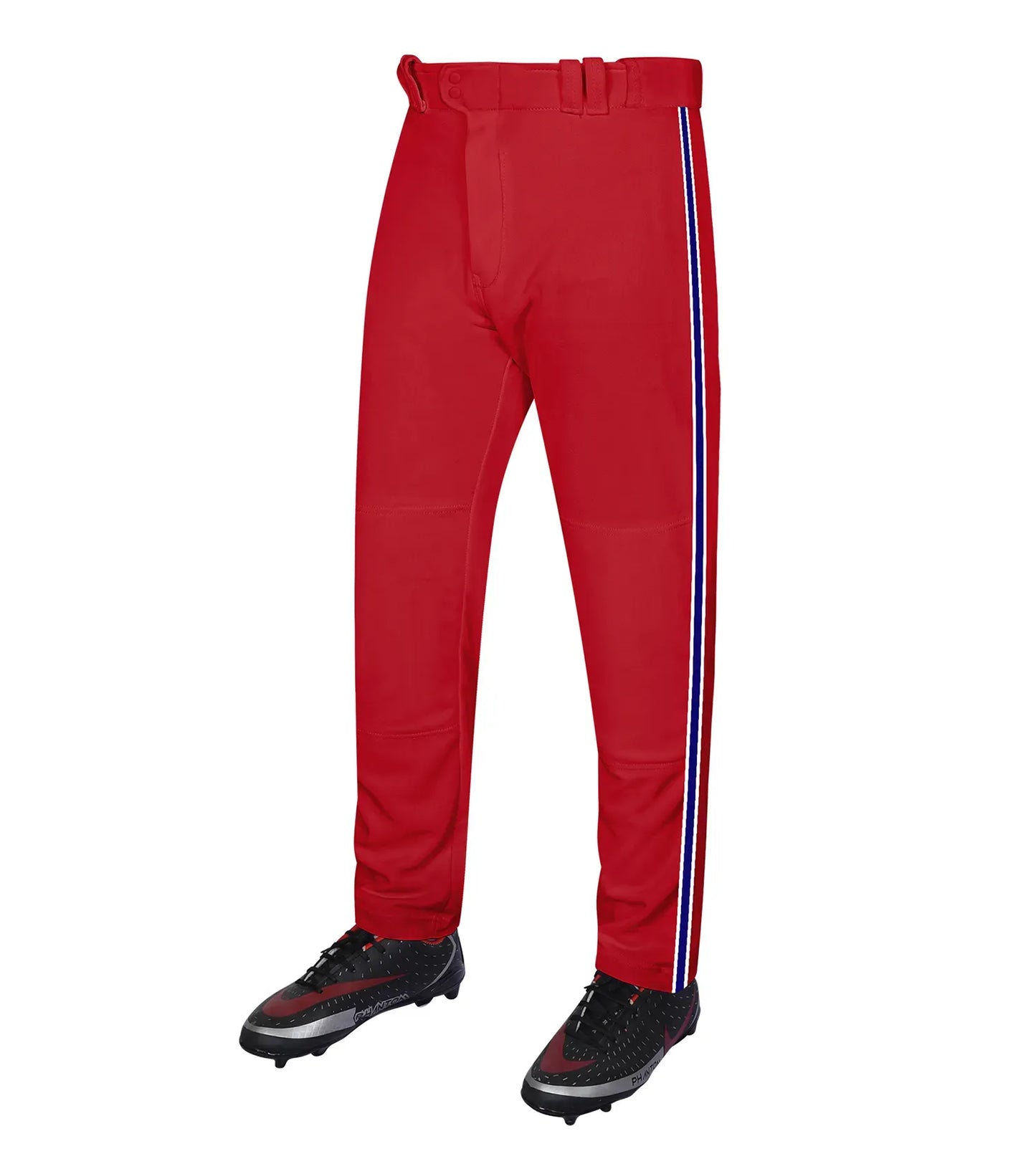 Proline Adult Full Length Baseball Pants with Stripes (Red)