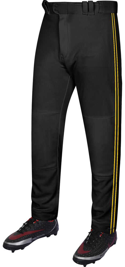 Proline Adult Full Length Baseball Pants with Stripes (Black)