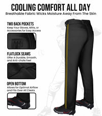 Proline Adult Full Length Baseball Pants with Stripes (Black)
