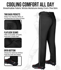 Proline Adult Full Length Baseball Pants with Stripes (Black)