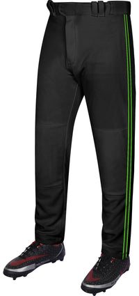 Proline Adult Full Length Baseball Pants with Stripes (Black)