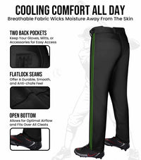 Proline Adult Full Length Baseball Pants with Stripes (Black)