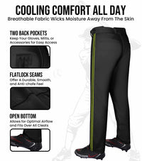Proline Adult Full Length Baseball Pants with Stripes (Black)