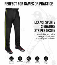 Proline Adult Full Length Baseball Pants with Stripes (Black)