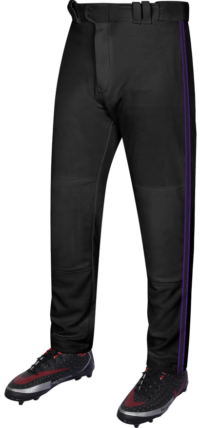 Proline Adult Full Length Baseball Pants with Stripes (Black)