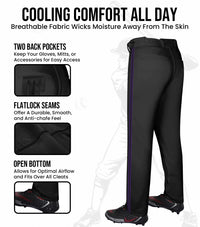 Proline Adult Full Length Baseball Pants with Stripes (Black)