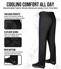 Proline Adult Full Length Baseball Pants with Stripes (Black)