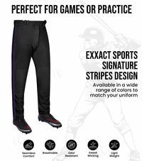 Proline Adult Full Length Baseball Pants with Stripes (Black)