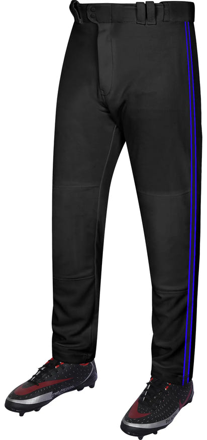 Proline Adult Full Length Baseball Pants with Stripes (Black)