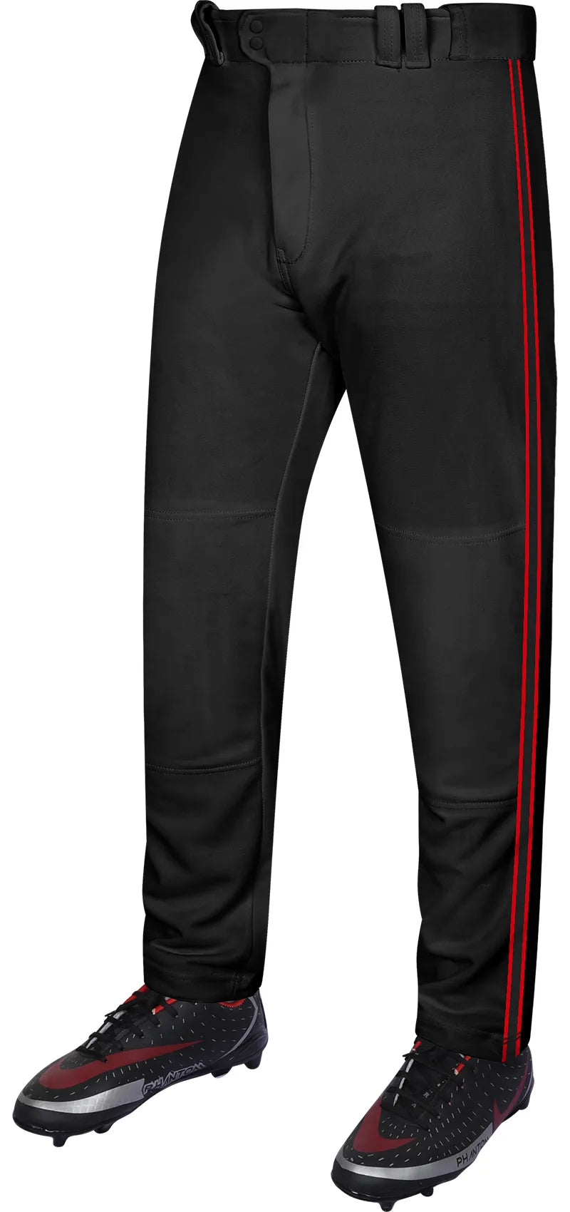 Proline Adult Full Length Baseball Pants with Stripes (Black)