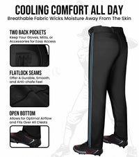 Proline Adult Full Length Baseball Pants with Stripes (Black)