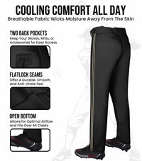 Proline Adult Full Length Baseball Pants with Stripes (Black)