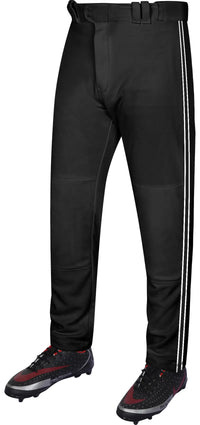 Proline Adult Full Length Baseball Pants with Stripes (Black)