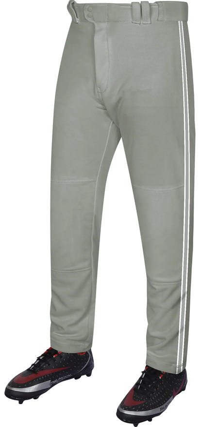 Proline Adult Full Length Baseball Pants with Stripes (Gray)