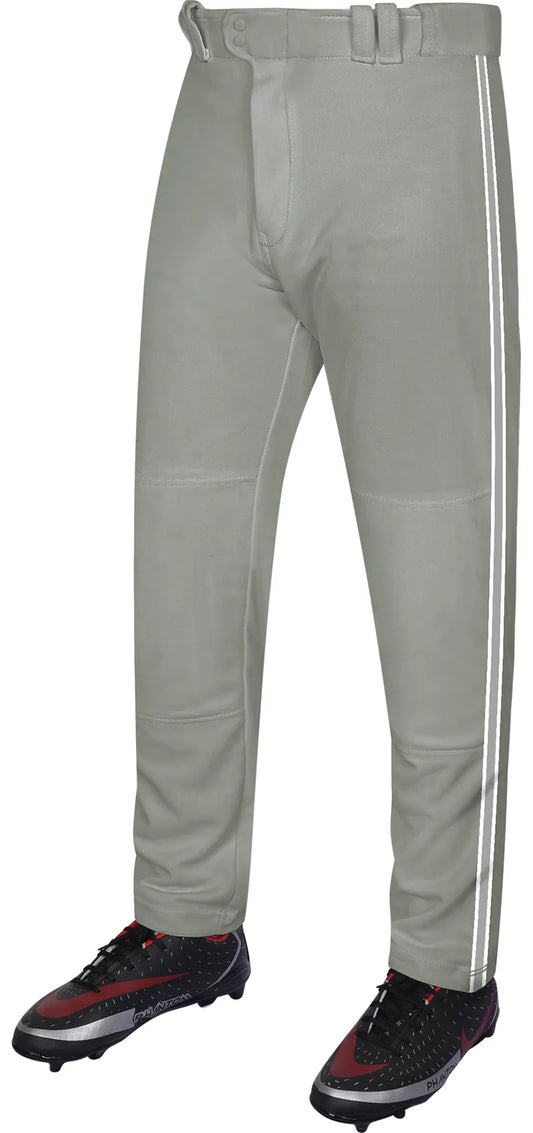 Proline Adult Full Length Baseball Pants with Stripes (Gray)