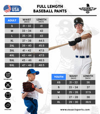 Proline Adult Full Length Baseball Pants with Stripes (Navy)