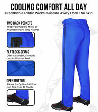 Proline Adult Full Length Baseball Pants with Stripes (Royal Blue)