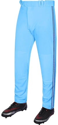 Proline Adult Full Length Baseball Pants with Stripes (Sky)