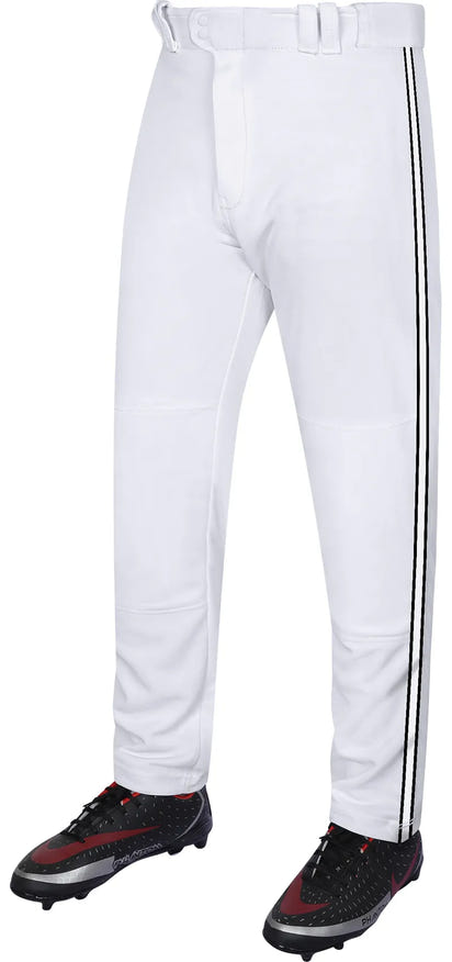Proline Adult Full Length Baseball Pants with Stripes (White)