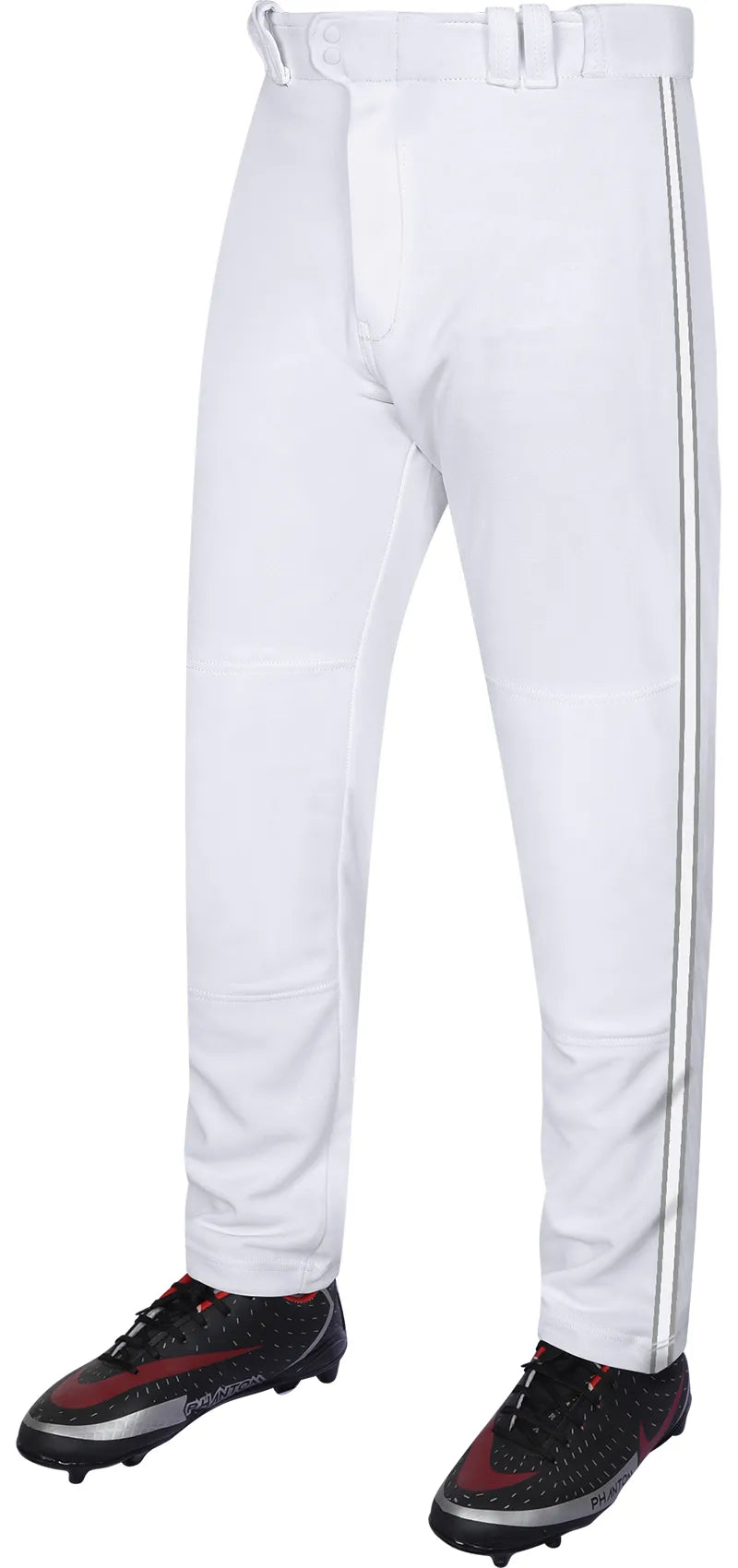 Proline Adult Full Length Baseball Pants with Stripes (White)