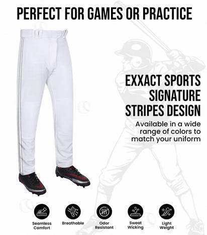 Proline Adult Full Length Baseball Pants with Stripes (White)