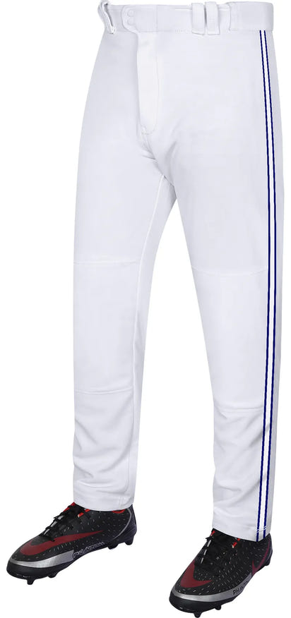 Proline Adult Full Length Baseball Pants with Stripes (White)